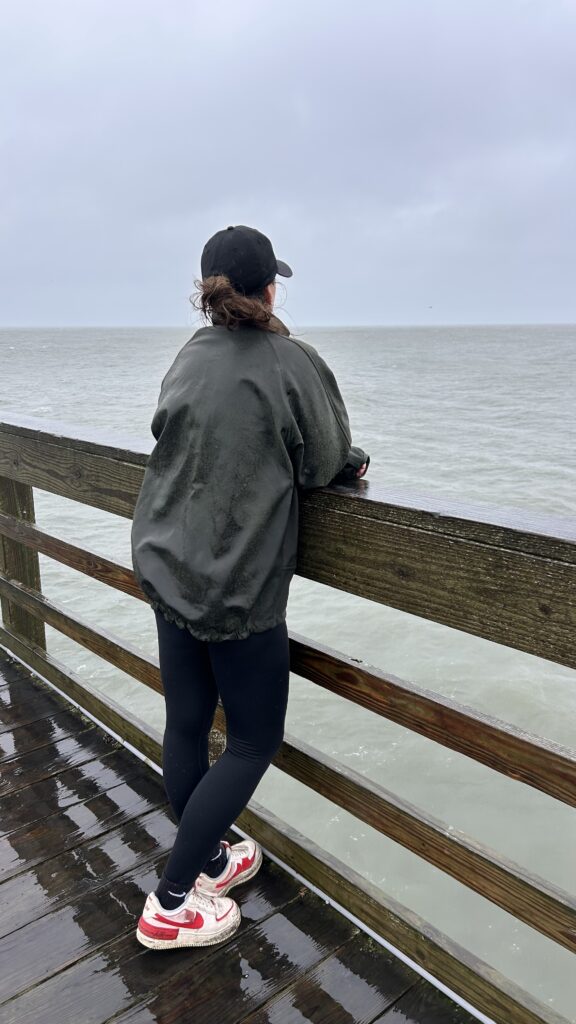 Letting go and personal growth moment on a quiet beach